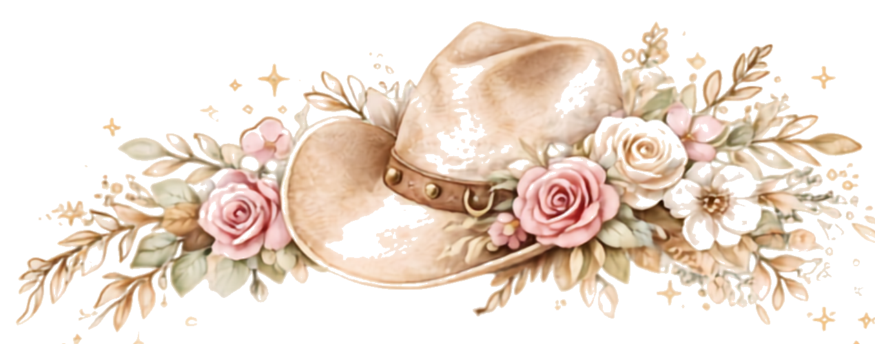 Watercolour cowboy hats with roses and foliage